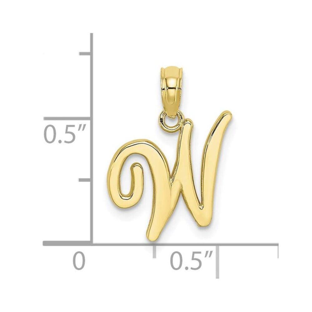 10k Yellow Gold Polished W Script Initial Charm - image 8